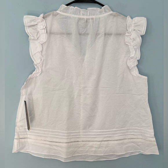 NEW Central Park West Babette Top Sleeveless Eyelet Ruffle Size Large White - Picture 3 of 8